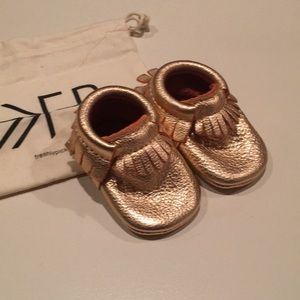 Freshly Picked Rose Gold Moccasins, size 1